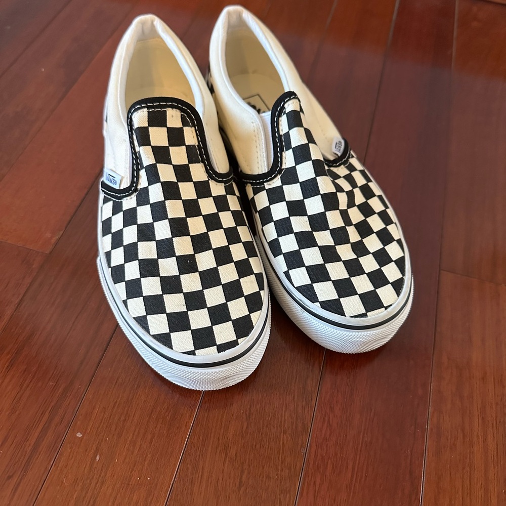 Vans Kids Checkerboard Slip-On Shoes - Black and White